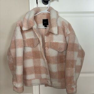 Forever 21 Blush Pink and Cream Teddy Coat